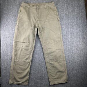 Carhartt Pants Mens 38x34 Brown B195 LBR Canvas Dungaree Fit Carpenter Work